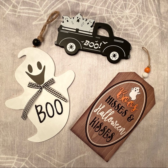Halloween Ghost Boo Sign, Boos Hisses, Halloween Kisses Tag Sign, Ghost Truck - Picture 15 of 15
